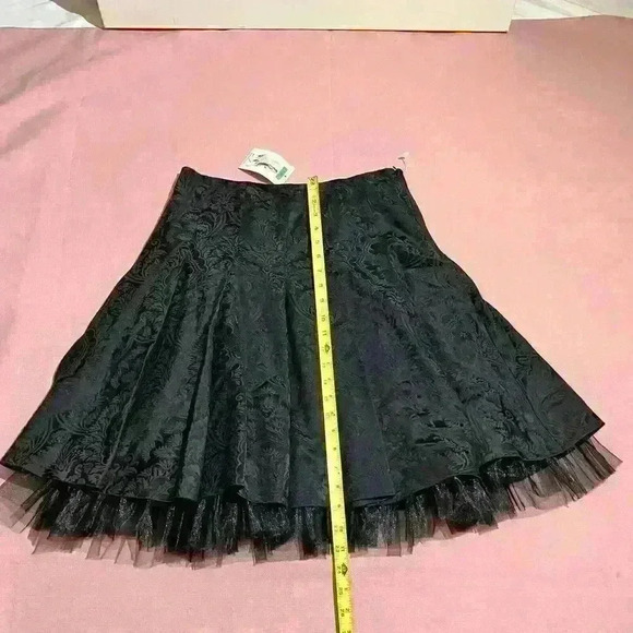 Tibi Skirt Black Knee Length Brocade Floral Full Pleated Luxury Italy - Picture 6 of 9